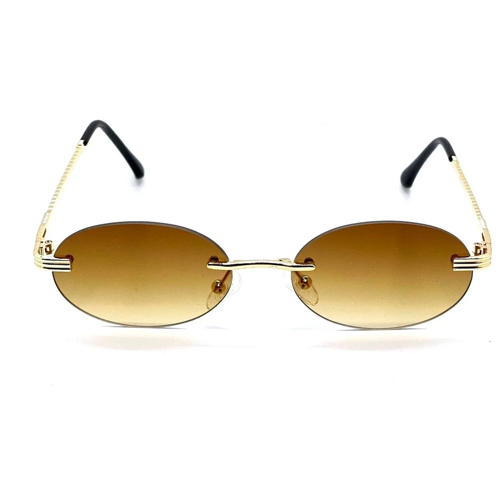 Sunglasses Classic Silhouette Men Shades Sleek Minimalist Design‎ Gold Hip Hop